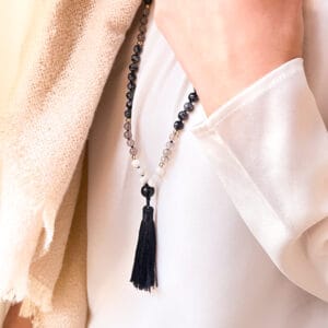 YIN YANG Obsidienne flocon de neige, Agate blanche et grise (2)